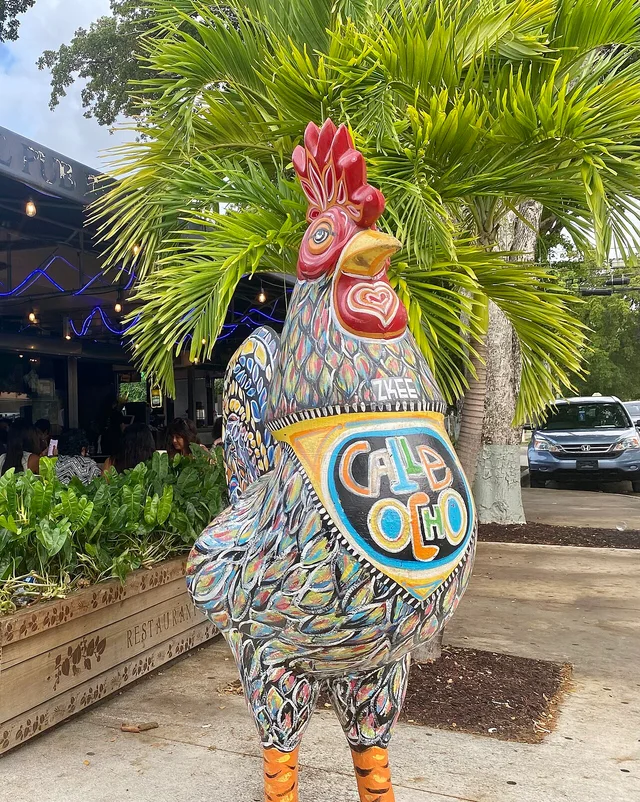 Colorful rooster sculpture on Calle Ocho in Little Havana, Miami