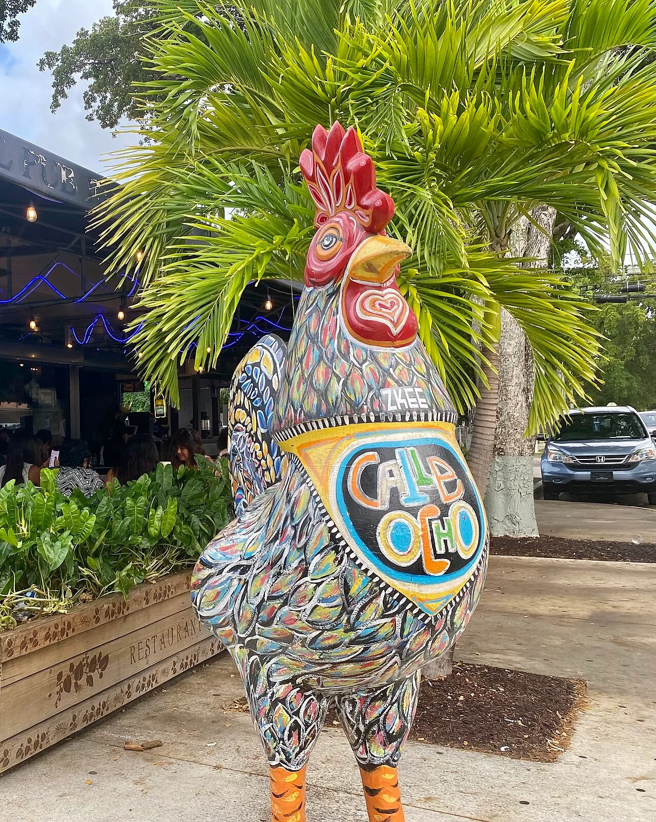 Colorful rooster sculpture on Calle Ocho in Little Havana, Miami