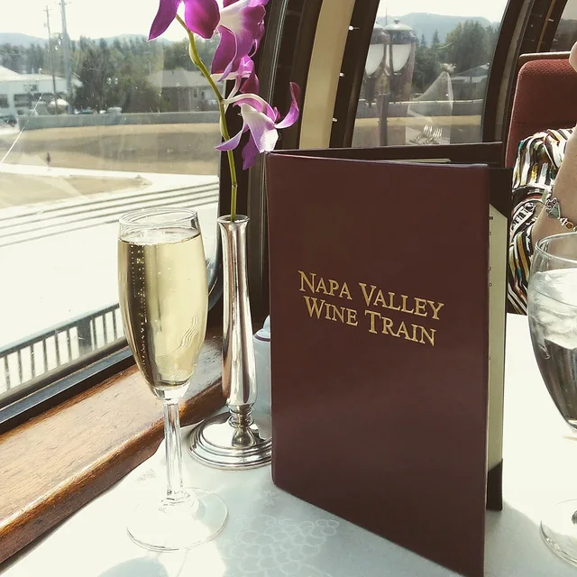 Table setting aboard the Napa Valley Wine Train, photographed in 2015