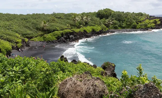 Black-sand beach near Hāna, Maui