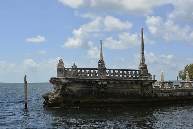 Stone barge beside Vizcaya Museum and Gardens, Miami